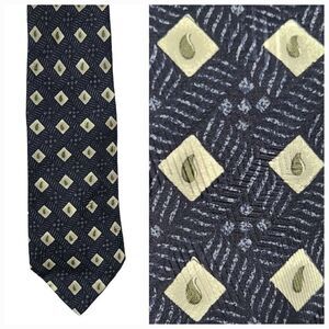 Anne Klein Men's 64" Long Medallion Italian Silk Tie Black Luxury Necktie Formal